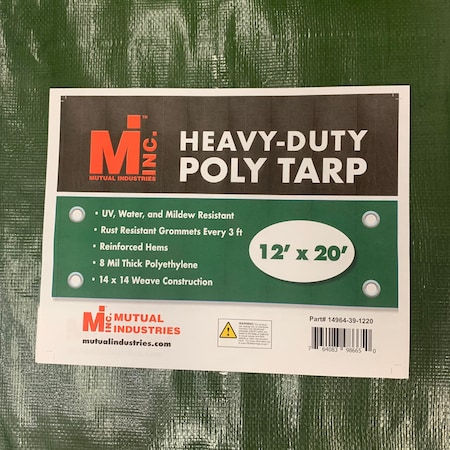 Mutual Industries Tarp, Green, Polyethlene 14964-39-1220
